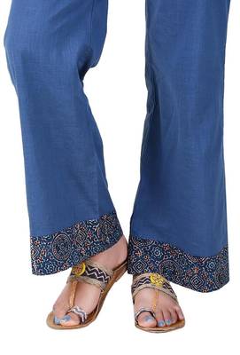 Glacial Blue Cotton Slub Ajrakh Palazzo 5