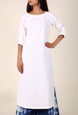 white Ivory White Cotton Flex Kurta 1