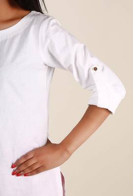 white Ivory White Cotton Flex Kurta 4