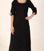 black Classic Black Cotton Flex Kurta