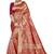 Red embroidered banarasi silk saree with blouse