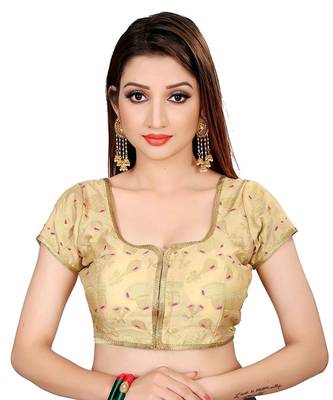 Women's Brocade And Georgette Round Neck Saree Blouse 1