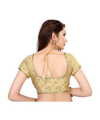 Women's Brocade And Georgette Round Neck Saree Blouse 2
