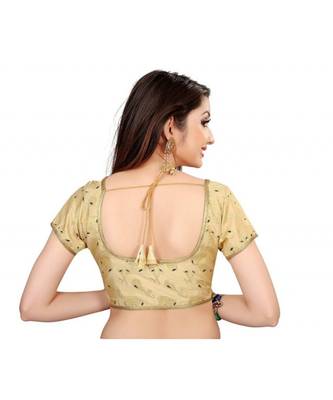 Women's Brocade And Georgette Round Neck Saree Blouse 2