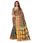 Multicolor woven chanderi silk saree with blouse