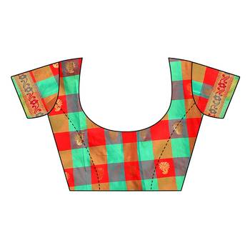 Multicolor woven chanderi silk saree with blouse 5