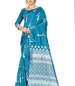Blue Woven  Art Silk Saree With Blouse