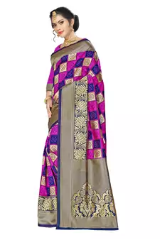 Multicolor Woven  Art Silk Saree With Blouse