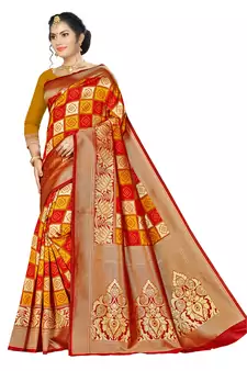 Multicolor Woven  Art Silk Saree With Blouse