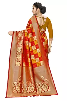 Multicolor Woven  Art Silk Saree With Blouse