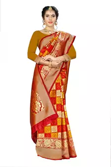 Multicolor Woven  Art Silk Saree With Blouse