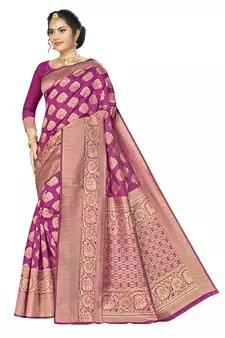 Pink Woven  Art Silk Saree With Blouse
