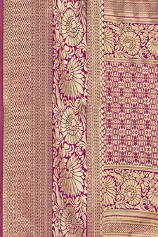 Pink Woven Art Silk Saree With Blouse