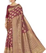 Maroon Woven  Art Silk Saree With Blouse