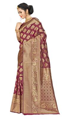 Maroon Woven Art Silk Saree With Blouse 2