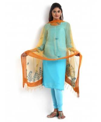 Coral Organza Dupatta with Chikankari 2