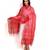 Red Chanderi Silk Dupatta with Chikankari