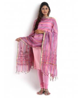 Multicolored Chanderi Dupatta with Chikankari & Kasab work 2