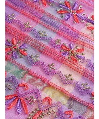 Multicolored Chanderi Dupatta with Chikankari & Kasab work 3
