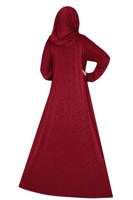 Maroon printed polyester abaya 5