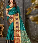   green woven banarasi saree with blouse