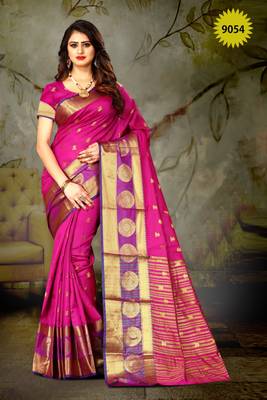   pink woven banarasi saree with blouse 1