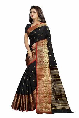   black woven banarasi saree with blouse 1