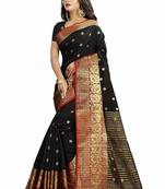  black woven banarasi saree with blouse