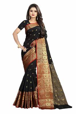   black woven banarasi saree with blouse 4