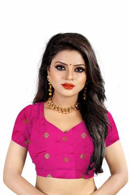  pink woven banarasi saree with blouse 2