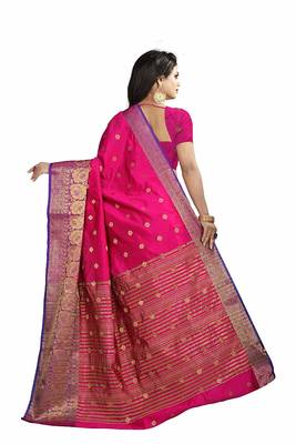  pink woven banarasi saree with blouse 3