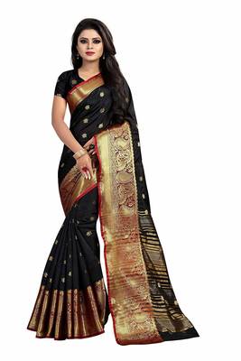   black woven banarasi saree with blouse 1