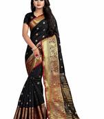   black woven banarasi saree with blouse