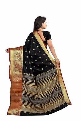   black woven banarasi saree with blouse 3