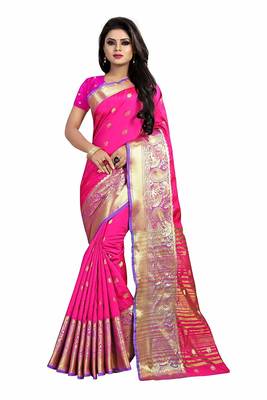   pink woven banarasi saree with blouse 1