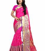   pink woven banarasi saree with blouse