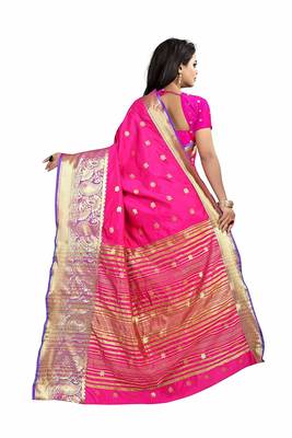   pink woven banarasi saree with blouse 3
