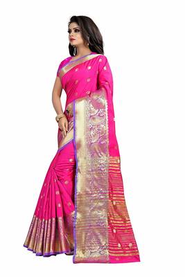   pink woven banarasi saree with blouse 4