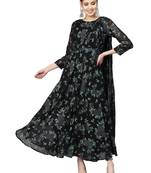 Black printed georgette kurta