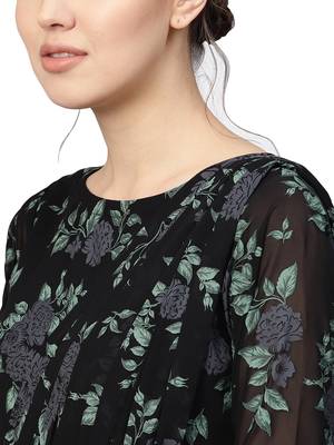 Black printed georgette kurta 2