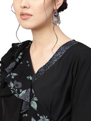 Black printed georgette kurta 2