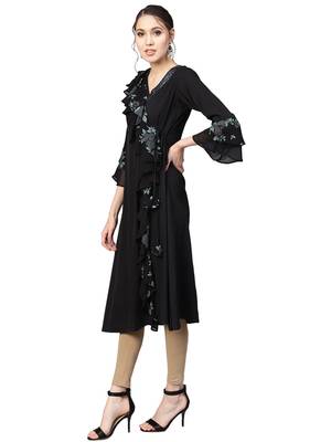 Black printed georgette kurta 3