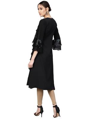 Black printed georgette kurta 4