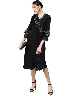 Black printed georgette kurta 5