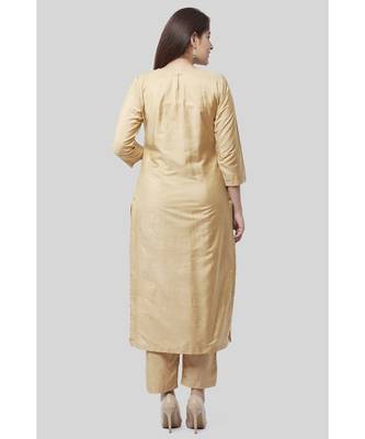 Mellow Gold Embroidered Kurti and Straight Pants with Mellow Sequenced Net Dupatta 5