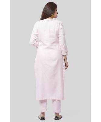 Baby Pink Gotta Straight Kurti with Straight Pants and Floral Hand Painted Gotta Organza Dupatta 5