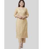Mellow Gold Embroidered Kurti and Straight Pants 