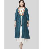 Turquoise Kutch Jacket Dress with Off-White Floor Length