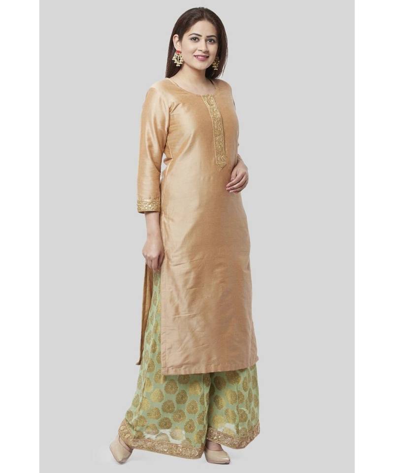 Pistachio Gold Kurti with Kalidaar Palazzo