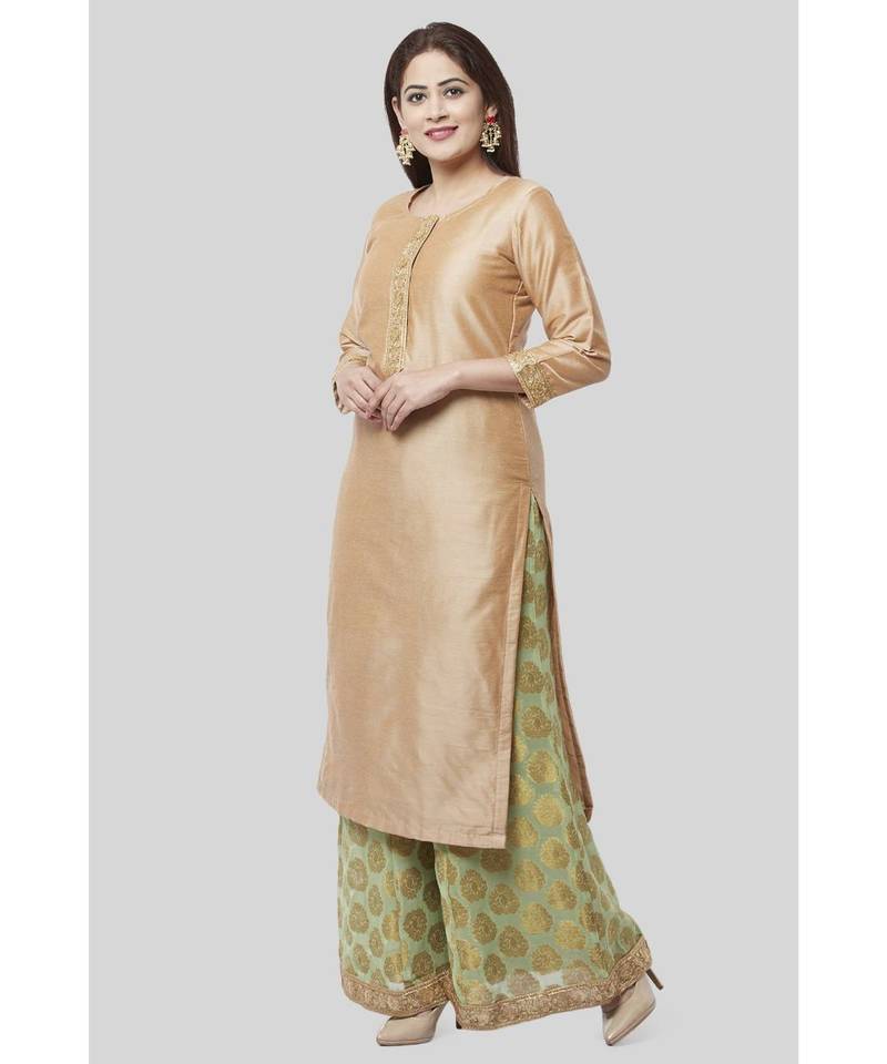 Pistachio Gold Kurti with Kalidaar Palazzo